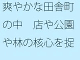爽やかな田舎町の中 店や公園や林の核心を捉える